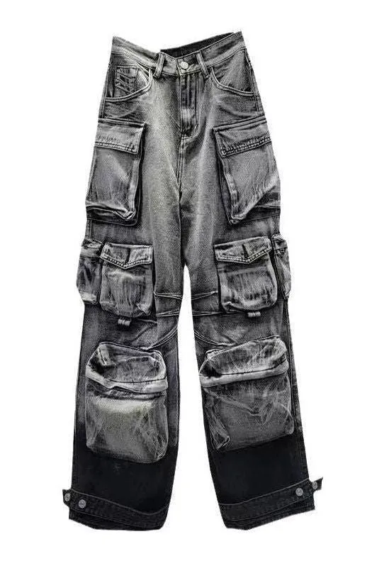 Washed Gradient Paratrooper Jeans